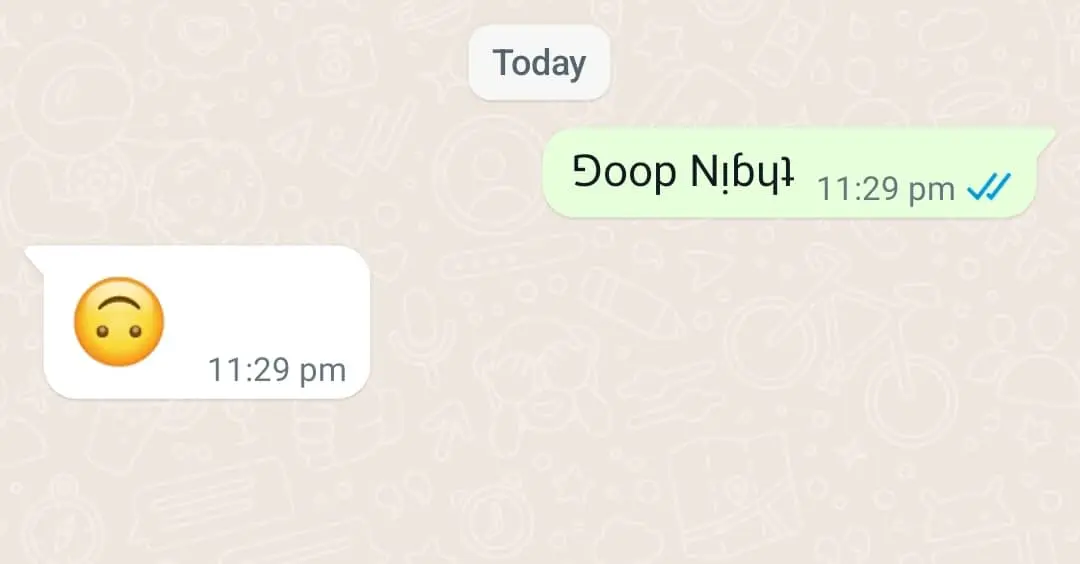 Preview of Text Flipper Tool on WhatsApp